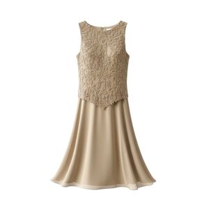 J Kara Tan Embroidered Midi Dress